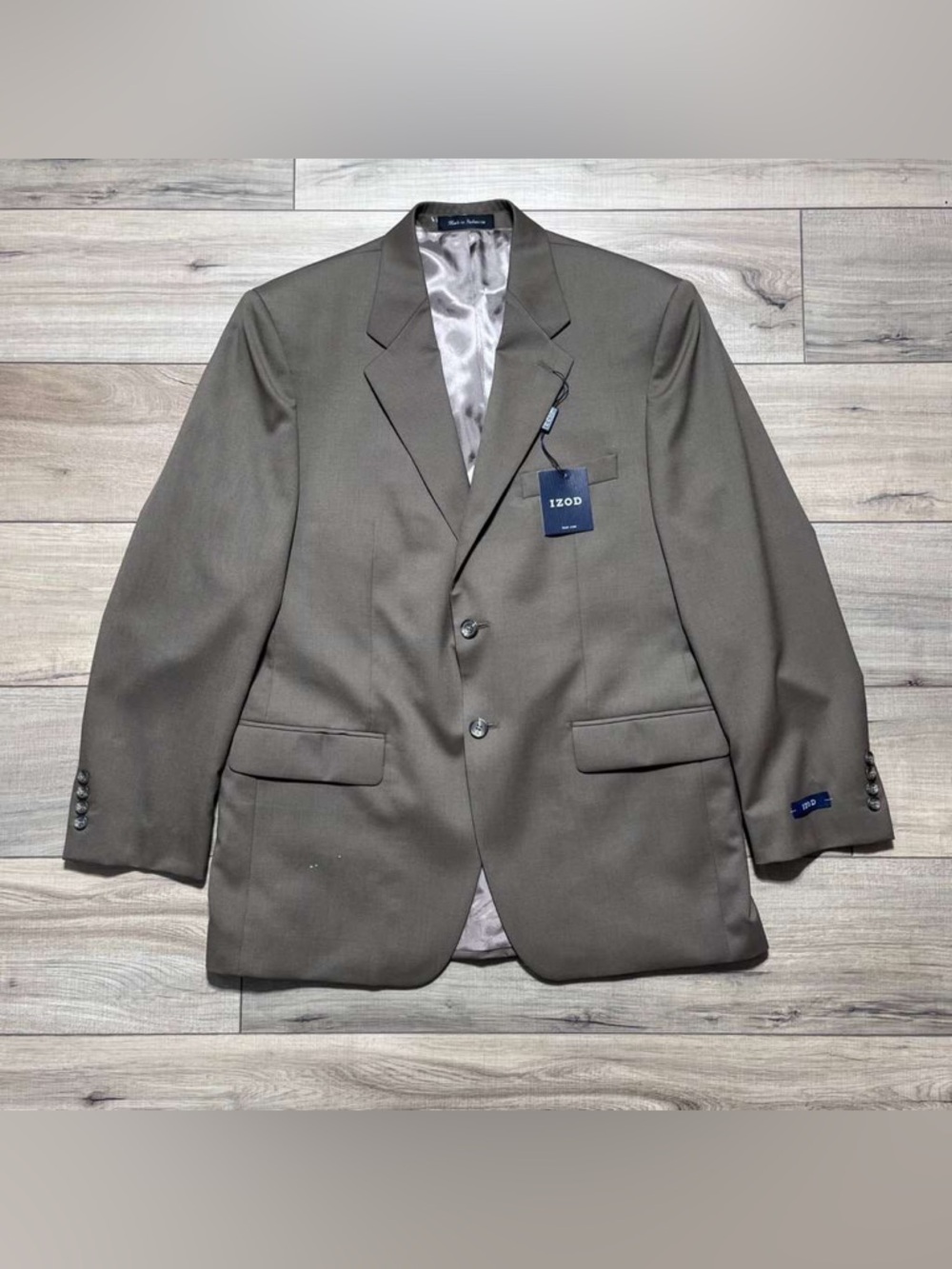 IZOD Mens 100% Wool 2 Button Suit Coat Jacket Size 40R Taupe